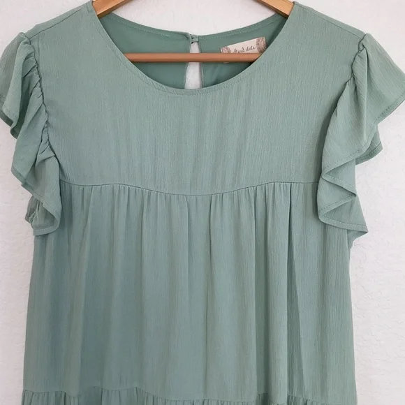 ALTAR’D STATE • Tiered Mini Dress Soft Green • Large - Picture 5 of 8